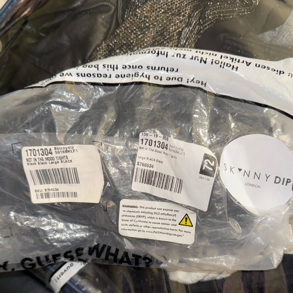 NIP Dolls Kill Skinny Dip Not In The Mood Print Tights Black Large - Picture 6 of 7